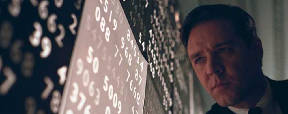 L’attore Russell Crowe nel film A beautiful mind, nei panni del grande matematico John Nash