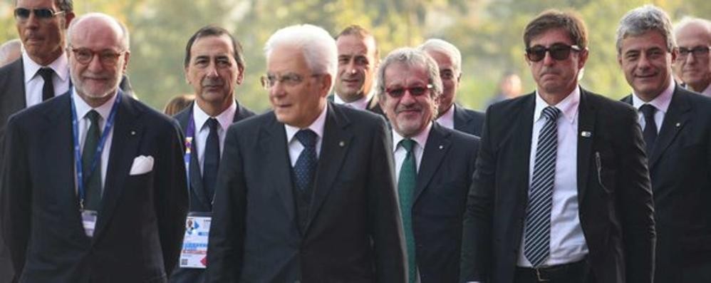 Il presidente Mattarella all’assemblea generale di Assolombarda-Confindustria a Expo (foto Regione Lombardia su Twitter)