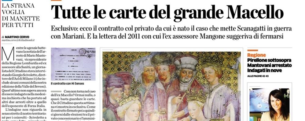 Monza, la prima pagina del Cittadino del 15 ottobre 2015