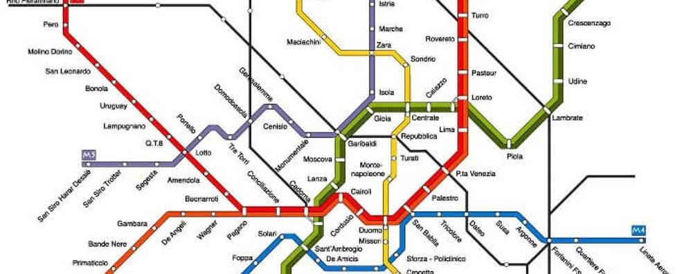 Una parte della rete metropolitana di Milano