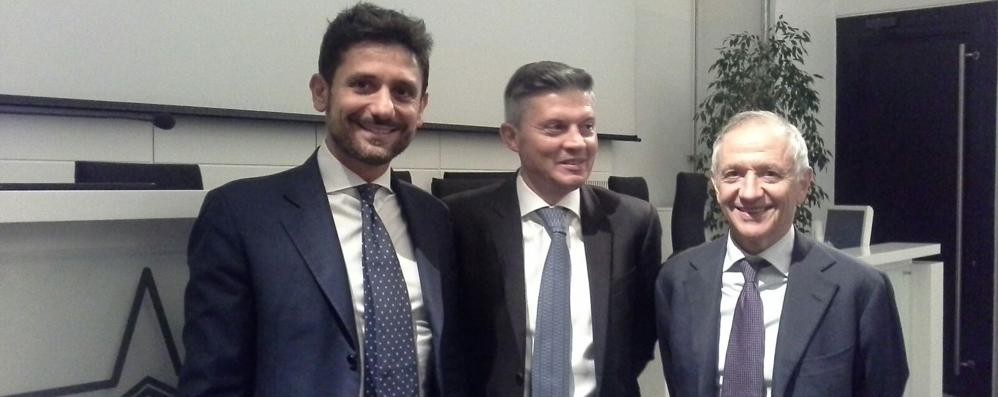 I relatori del convegno al Cittadino: Maione (Morgan Stanley), Mauri e Ruini (Banca Generali)