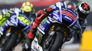 Jorge Lorenzo e Valentino Rossi sulle loro Yamaha