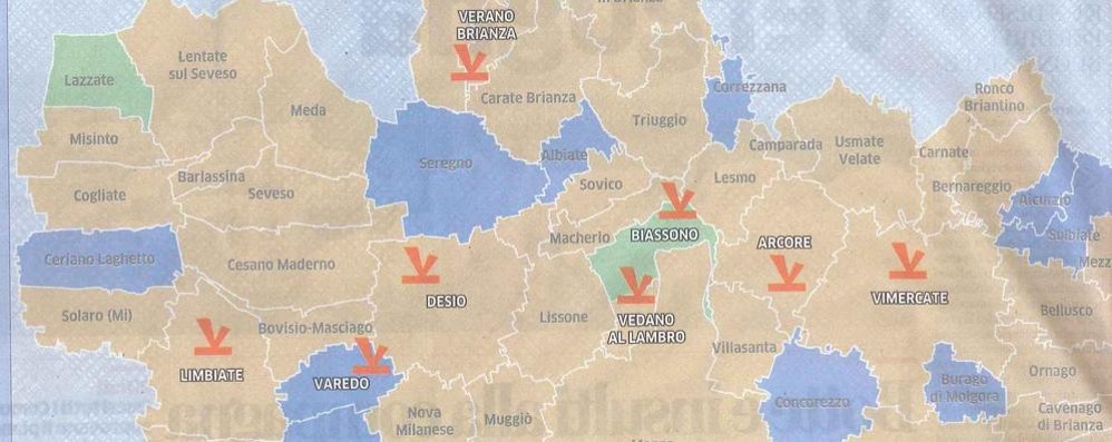 La mappa della Brianza che andrà al vo
