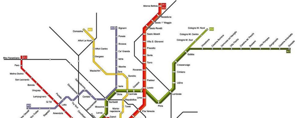 Una parte della linea metropolitana di Milano