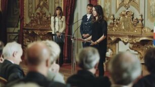 Monza, Letizia Travaglino del Bianconi tiene il discorso di fronte al presidente Mattarella