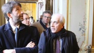 Il ministro Franceschini in Villa reale nelle scorse settimane, al suo fianco il sindaco Scanagatti, alle spalle il direttore del consorzio Lamperti