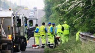 Lavori di pulizia sulla Milano-Meda