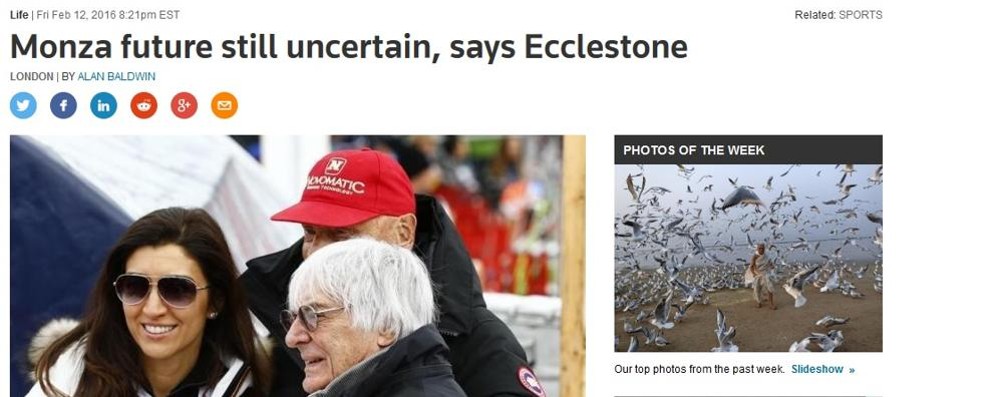 Il sito dell’agenzia Reuters con le recentissime dichiarazioni di Ecclestone
