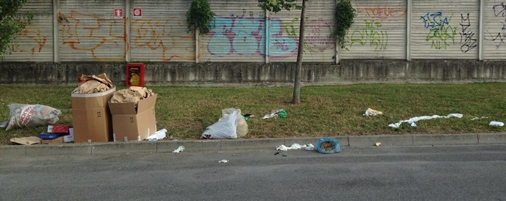 Arcore, una foto d’archivio di rifiuti abbandonati in via Grandi