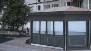 Monza, progetto Rive del Lambrio: il rendering di un chiosco