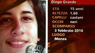 La schermata apparsa mercoledì sera durante la trasmissione tv “Chi l’ha visto?”