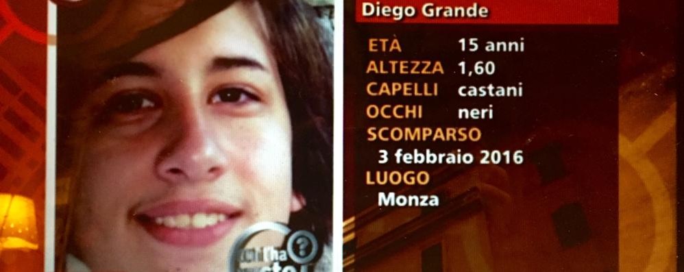 La schermata apparsa mercoledì sera durante la trasmissione tv “Chi l’ha visto?”