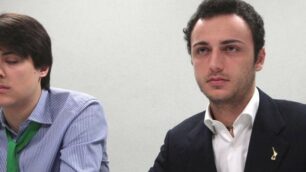 A destra il segretario della Lega nord Federico Arena