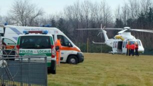 L’elisoccorso arrivato a Giussano per soccorrere il bambino