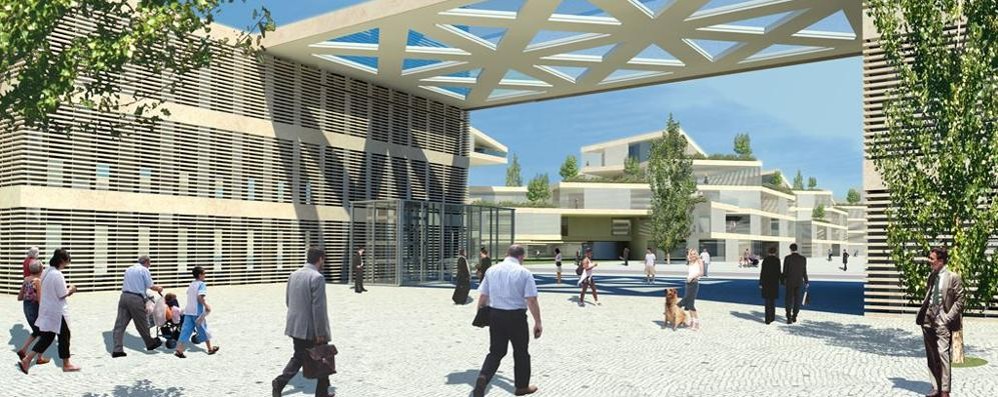 Rendering per l’area ex ospedale di Vimercate