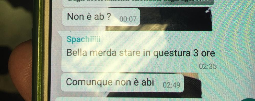 Lo screenshot del telefonino del 19enne arrestato