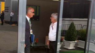 Angelo Sticchi Damiani, presidente Aci, con Bernie Ecclestone all’autodromo di Monza