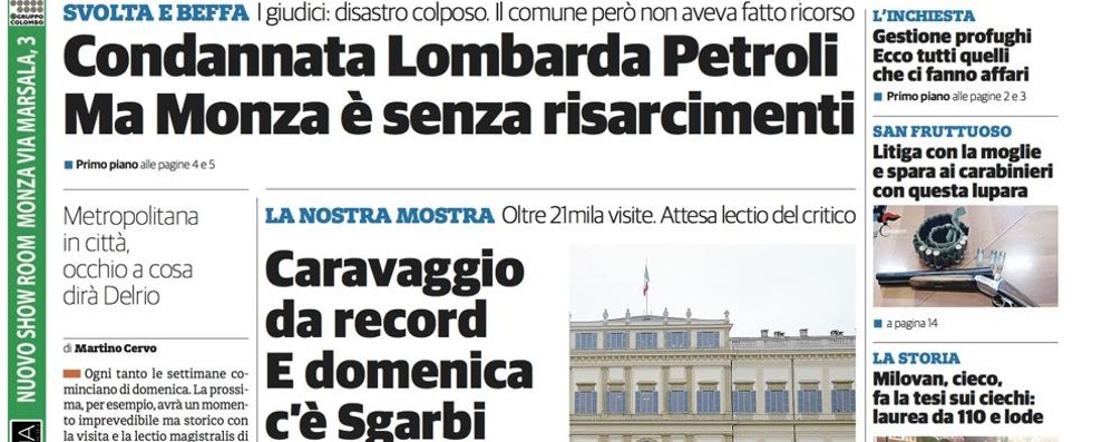 La prima pagina del Cittadino di giovedì 7 aprile 2016