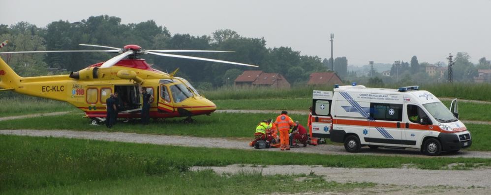 Un intervento dell’elisoccorso a Besana in Brianza