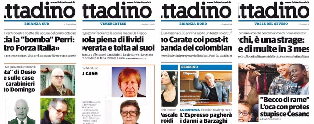 Un collage delle prime pagine de “il Cittadino” in edicola da sabato 21 maggio