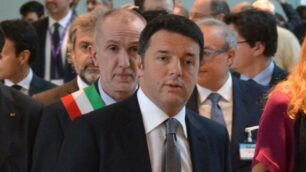 Il presidente del Consiglio, Matteo Renzi, a Vimercate