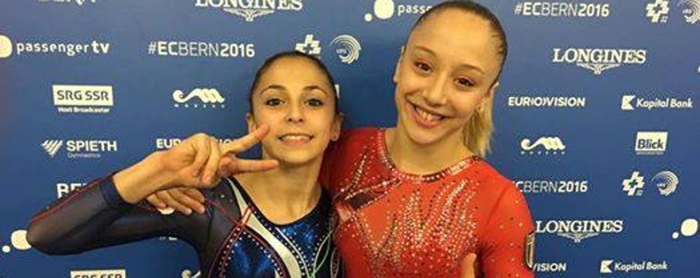 Villasanta, ginnastica artistica: Martina Maggio (a destra, con Martina Basile) campionessa europea juniores al volteggio - foto Federginnastica