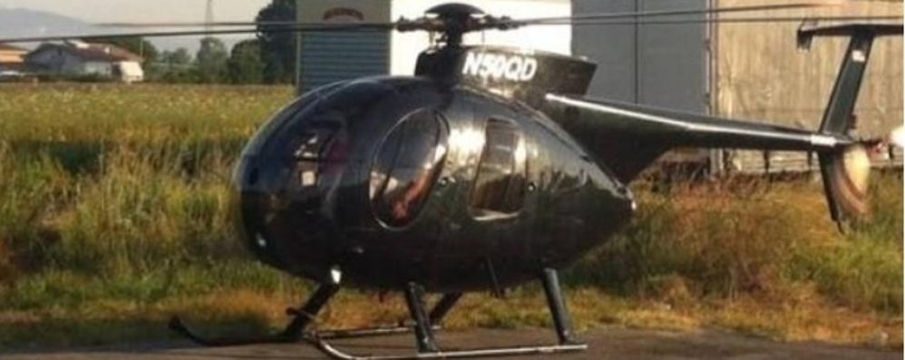 L’elicottero del monzese volato al mercato ittico di Bellaria nella foto pubblicata da il Resto del Carlino
