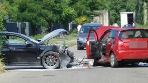 Carate Brianza, incidente stradale in via Tagliamento - foto Edoardo Terraneo