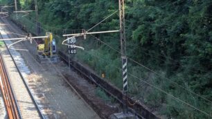 Monza: la linea ferroviaria Monza-Chiasso, cantiere in via Manara