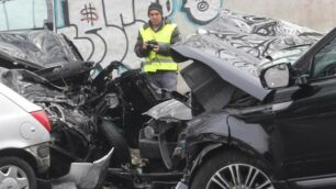 Quel che è rimasto della Citroen C1 dopo la tragica carambola del 22 marzo 2015