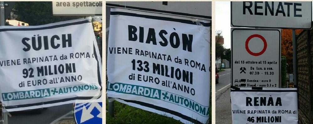 Alcuni cartelli comparsi nei Comuni della Brianza