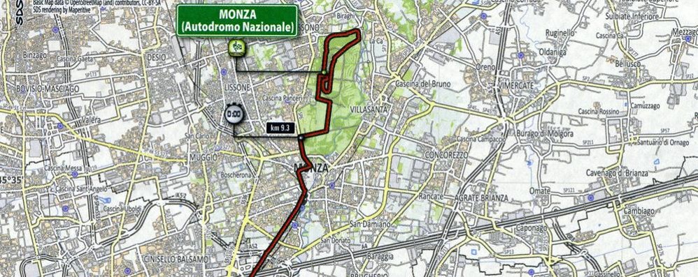 La mappa della partenza monzese del l’ultima tappa del Giro d’Italia il 28 maggio 2017