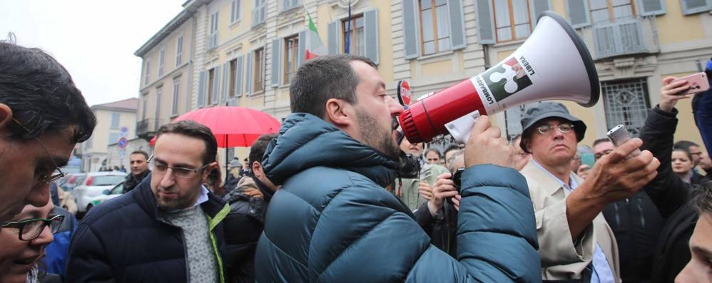 Matteo Salvini in via Prina