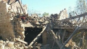 Terremoto, le macerie di Sarnano in provincia di Macerata
