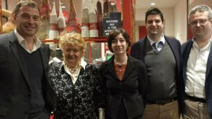 L’inaugurazione del primo Rovagnati Bistrò Italiano: Antonio Rossi, Claudia Limonta, Cristina Tajani, Lorenzo e Ferruccio Rovagnati