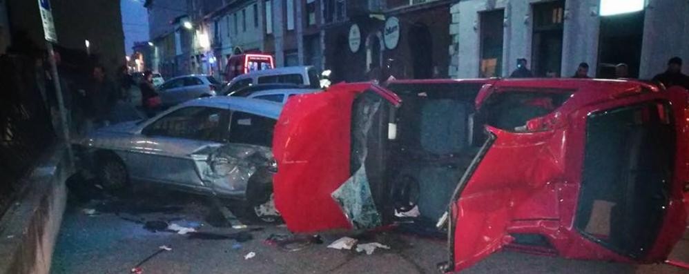 La scena dell’incidente di via Como, a Lissone