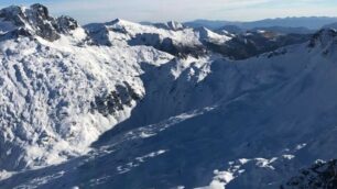 La zona dell’ntervento del Soccorso alpino per l’ incidente a trentenne di Monza