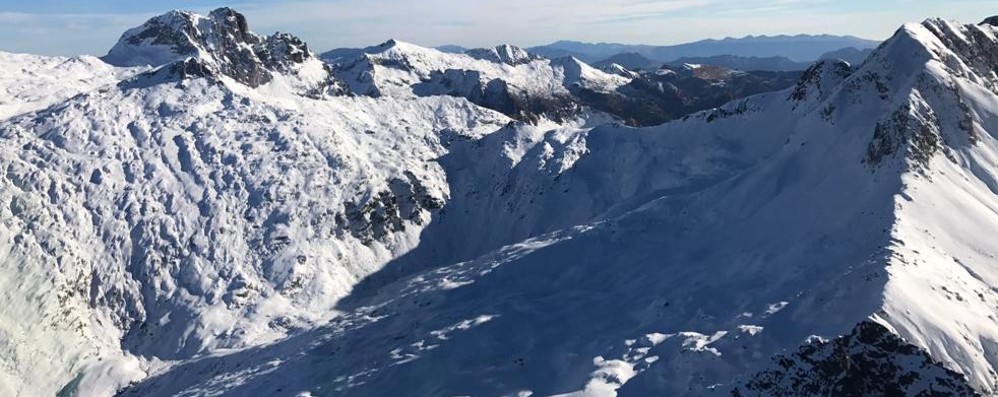 La zona dell’ntervento del Soccorso alpino per l’ incidente a trentenne di Monza