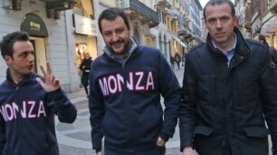 Federico Arena, segretario provinciale, con Matteo Salvini e Massimiliano Romeo