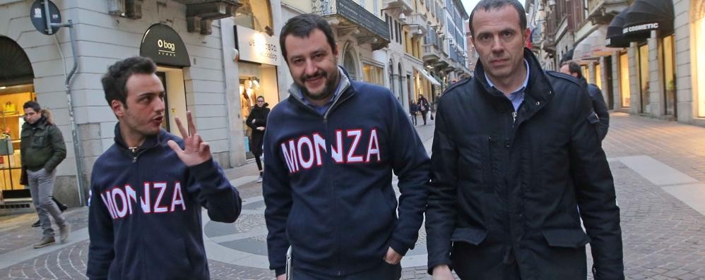 Federico Arena, segretario provinciale, con Matteo Salvini e Massimiliano Romeo