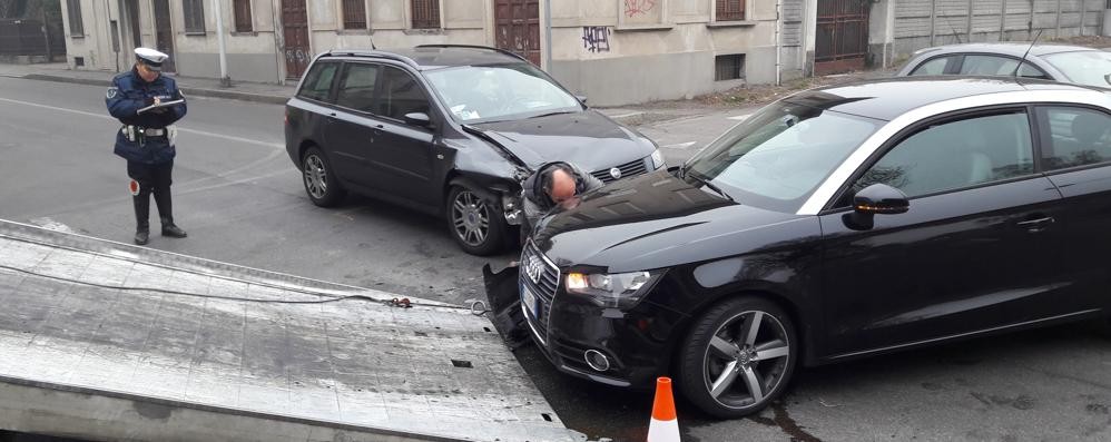 Seregno: la scena dell’incidente in via Circonvallazione