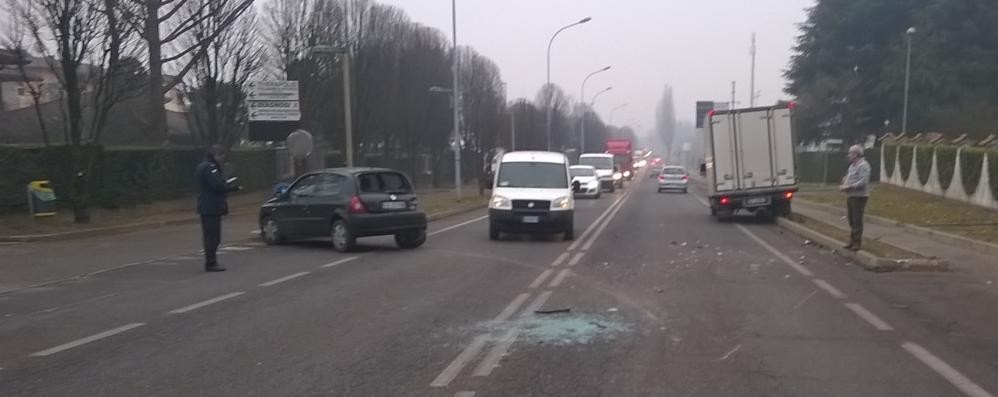 Lesmo, l'auto e il camion coinvolti nel sinistro sulla Sp7