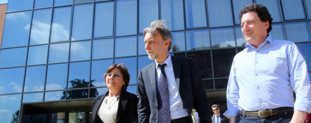 Il ministro Delrio con il prefetto Giovanna Vilasi e il presidente MB Gigi Ponti lo scorso aprile a Monza