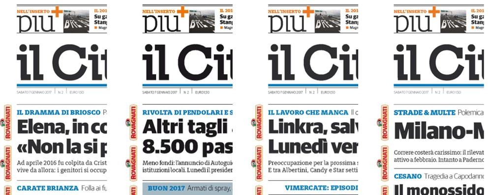 Le prime pagine del Cittadino del 7 gennaio già in edicola