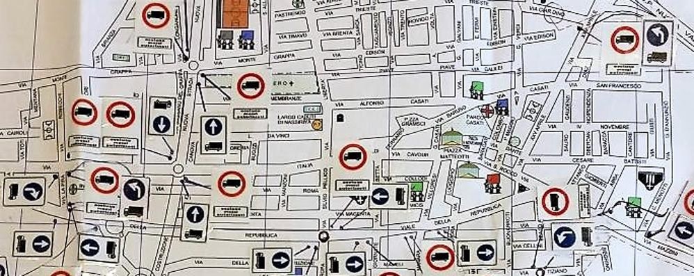 Muggiò, mappa tir off limits: particolare del centro città