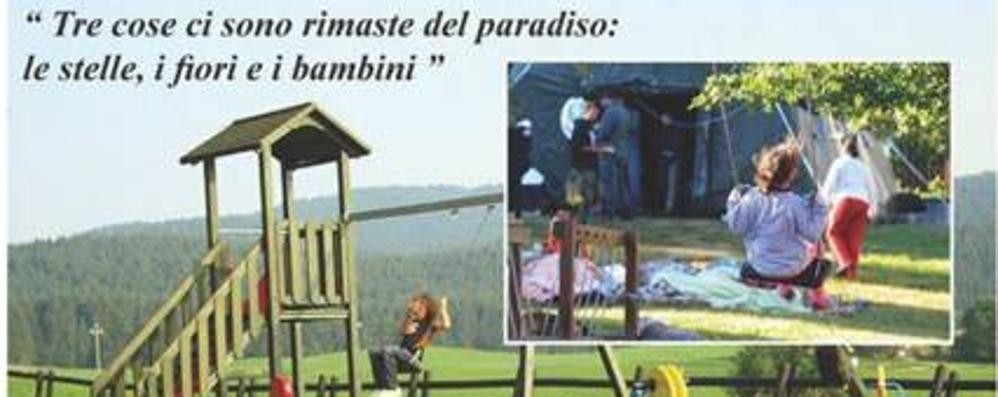 La locandina dell’iniziativa di Sei di Monza se: ricostruzione parco giochi per bambini di Force, Ascoli Piceno, dopo il terremoto