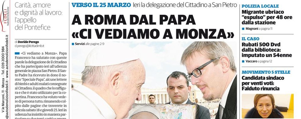 prima pagina cittadino giovedi' 16 marzo 2017