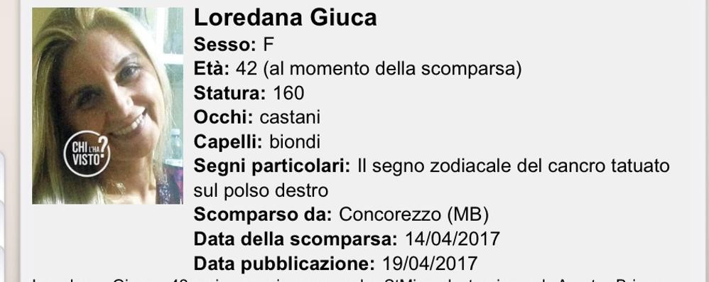 Concorezzo, scomparsa Loredana Giuca