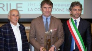 Seregno: da sinistra Roberto Galliani, Brunello Cucinelli e Edoardo Mazza