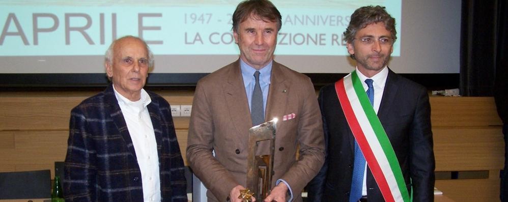 Seregno: da sinistra Roberto Galliani, Brunello Cucinelli e Edoardo Mazza